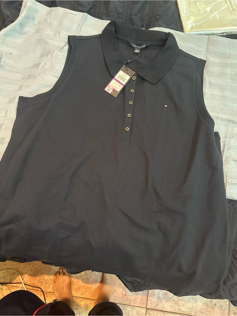 Tommy Hilfiger Navy Sleeveless Polo Tank